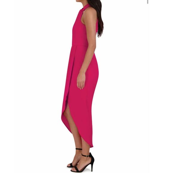 Julia Jordan Plus Size Knot Tulip Hem Dress Melon Pink SZ 16  Barbiecore Glam - Picture 3 of 10